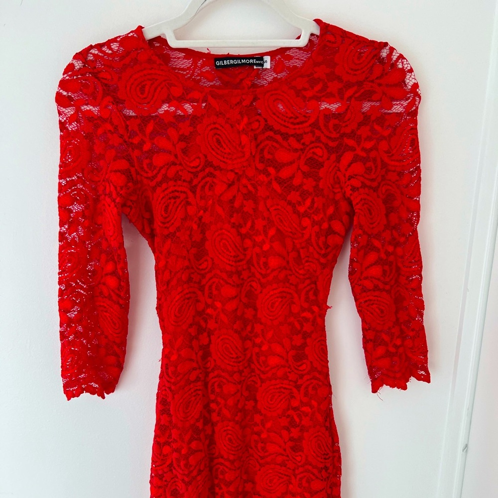 Red Lace tight short dress